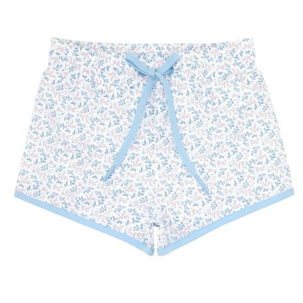 Kids Swim Trunks - Blue Floral Design